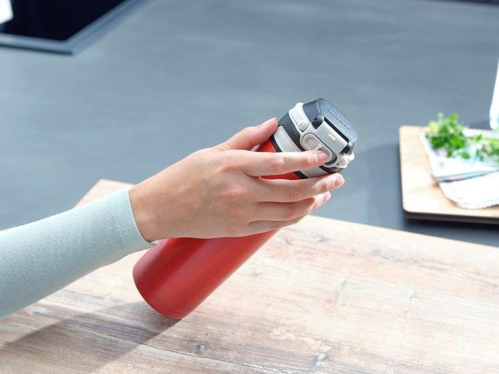 Leifheit 03256 borraccia Uso quotidiano, Fitness, Sport 600 ml Vetro, Polipropilene (PP), Silicone Nero, Rosso, Trasparente