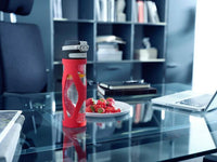 Leifheit 03256 borraccia Uso quotidiano, Fitness, Sport 600 ml Vetro, Polipropilene (PP), Silicone Nero, Rosso, Trasparente