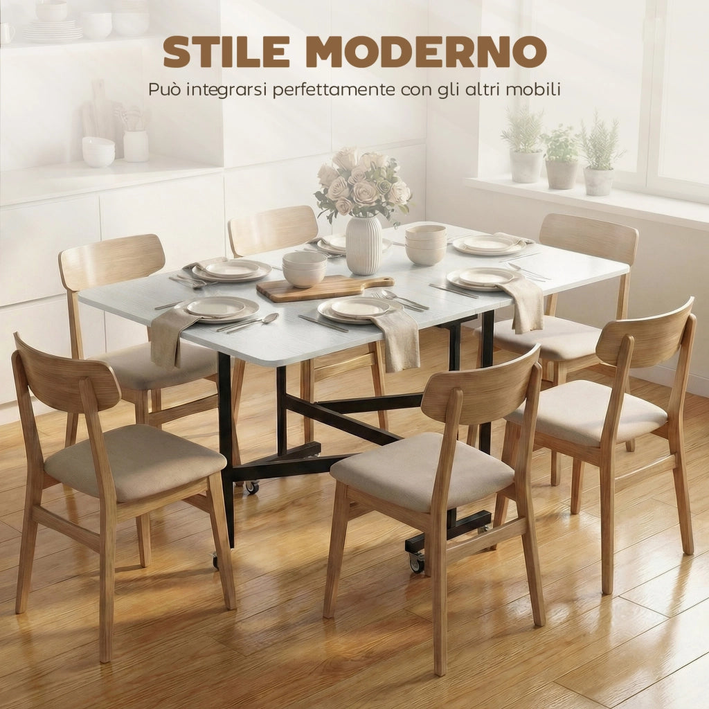 Tavolo Pieghevole Allungabile per 4-6 Persone ¨C Zephmum ¨C Bianco Legno 120x80x73 cm