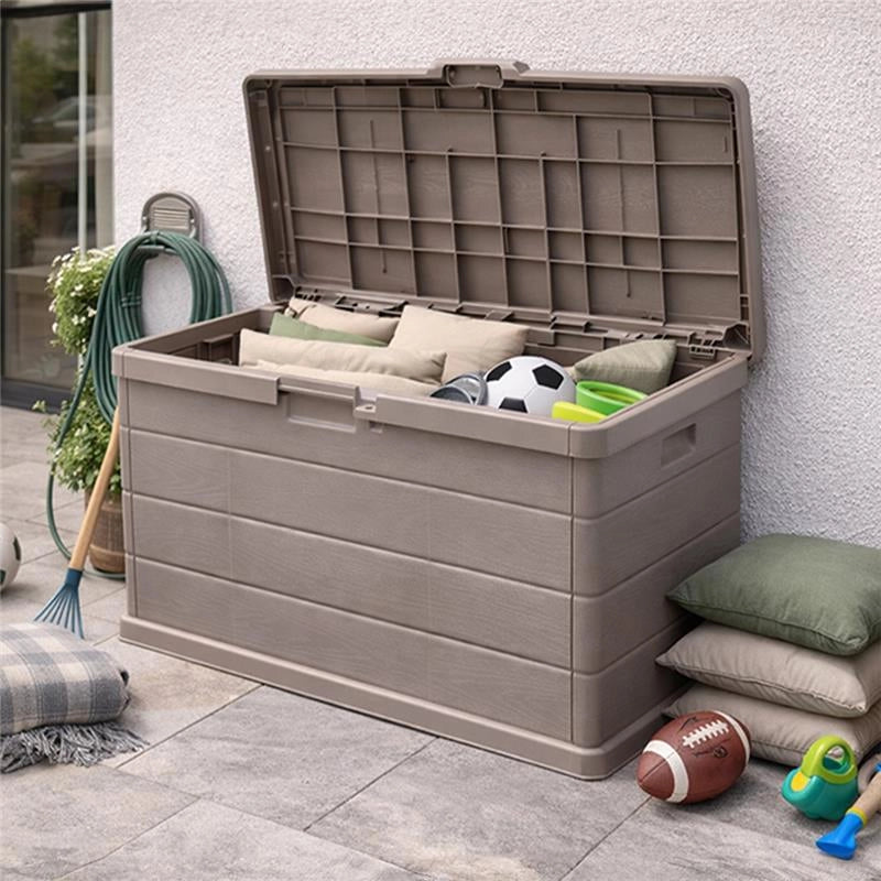 BAULE CASSAPANCA MULTIUSO 170LT MARTE DA ESTERNO E INTERNO, CONTENITORE, STOCCAGGIO, ORGANIZZATORE, APERTURA ALTA, TAUPE EFFETTO LEGNO 78 X 55 X 52 CM MADE IN ITALY
