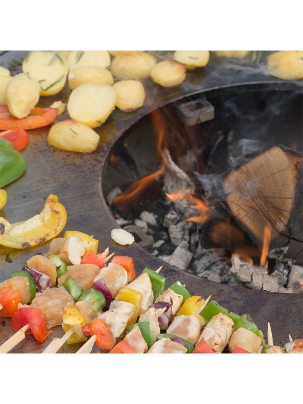 Braciere da giardino, Barbecue con griglia con foro per wok in acciaio - G2 grafite
