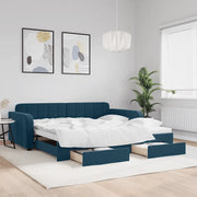 Divano Letto Estraibile con Cassetti-Sofa Letto-Daybed Blu 100x200 cm in Velluto 679441