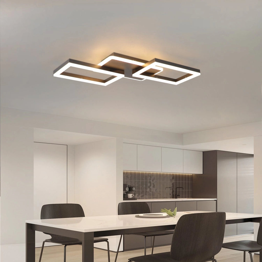 ZMH Lampada da soffitto plafoniera LED 48W nera dimmerabile telecomando design moderno per corridoio ufficio living