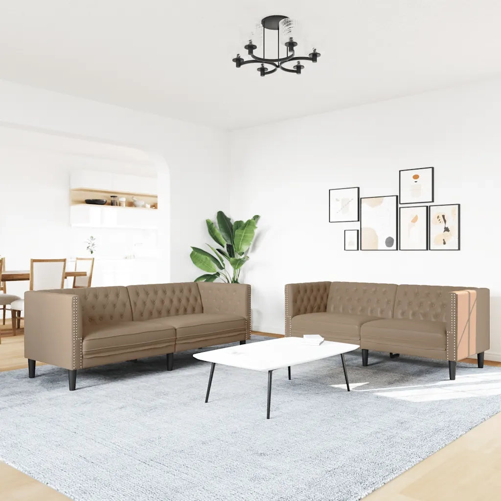 Set Divani Chesterfield 2pz Cappuccino in Similpelle 3209279