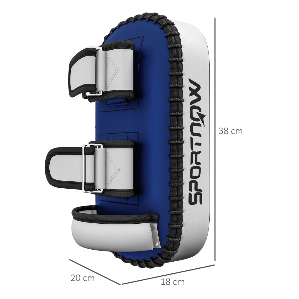 Colpitore Boxe Imbottito per Braccio, Pao Muay Thai in PU e EPE con Cinghie e Maniglia, 38x20x18 cm, Blu