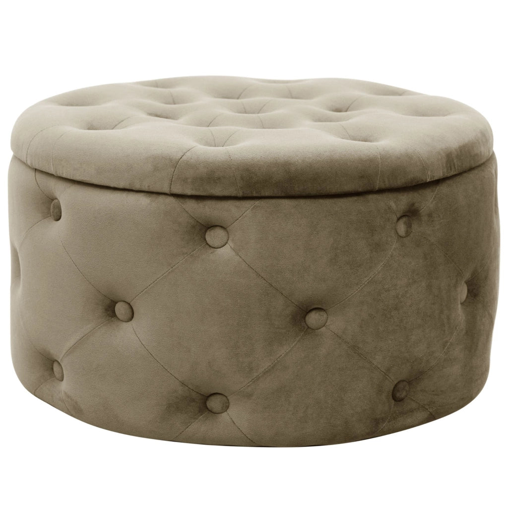 Pouf a scomparto rotonda in velluto trapuntato AKORD ALIA colore Beige
