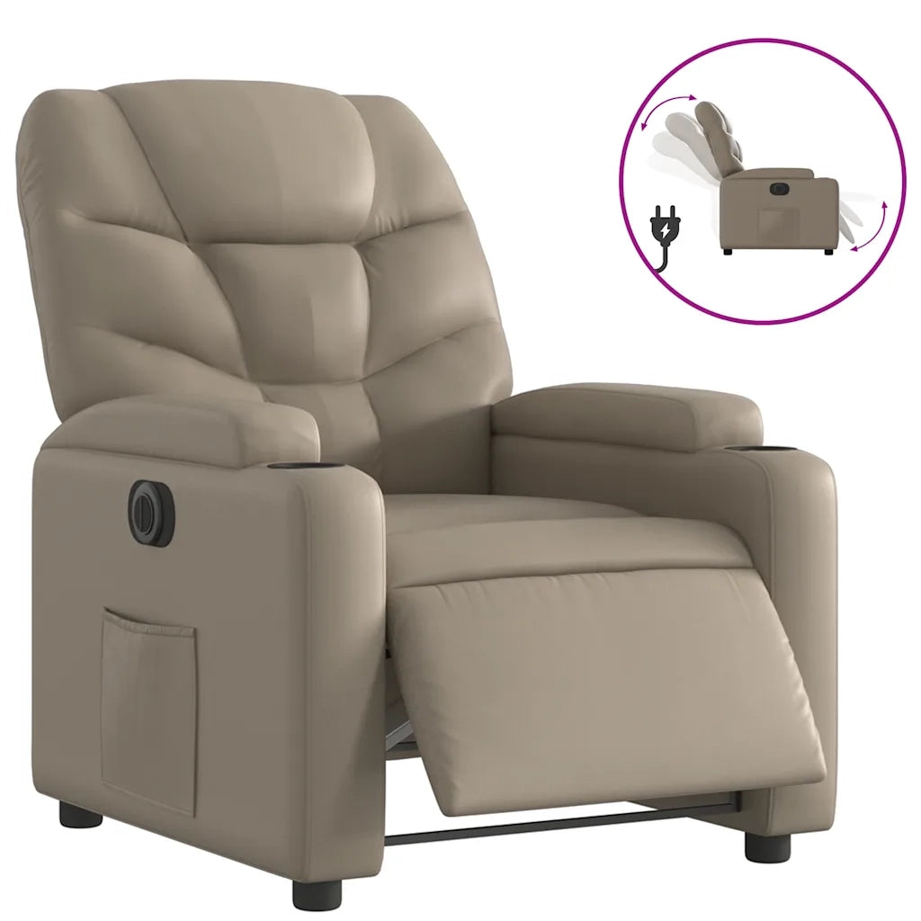 Poltrona | Sedia Relax Reclinabile Elettrica Cappuccino in Similpelle