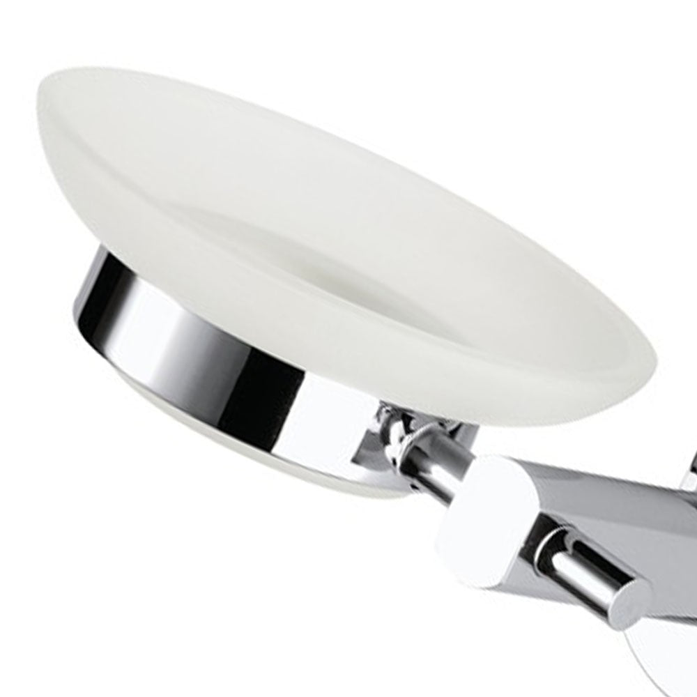 Portasapone da muro in vetro sabbiato con supporto cromato - serie forma