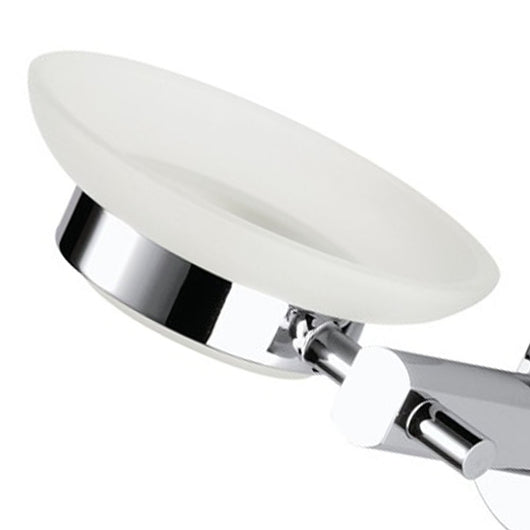 Portasapone da muro in vetro sabbiato con supporto cromato - serie forma