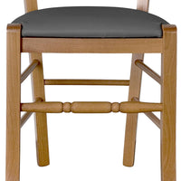 Sedia legno Loris noce chiaro con seduta imbottita ecopelle antracite