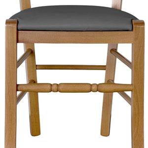 Sedia legno Loris noce chiaro con seduta imbottita ecopelle antracite