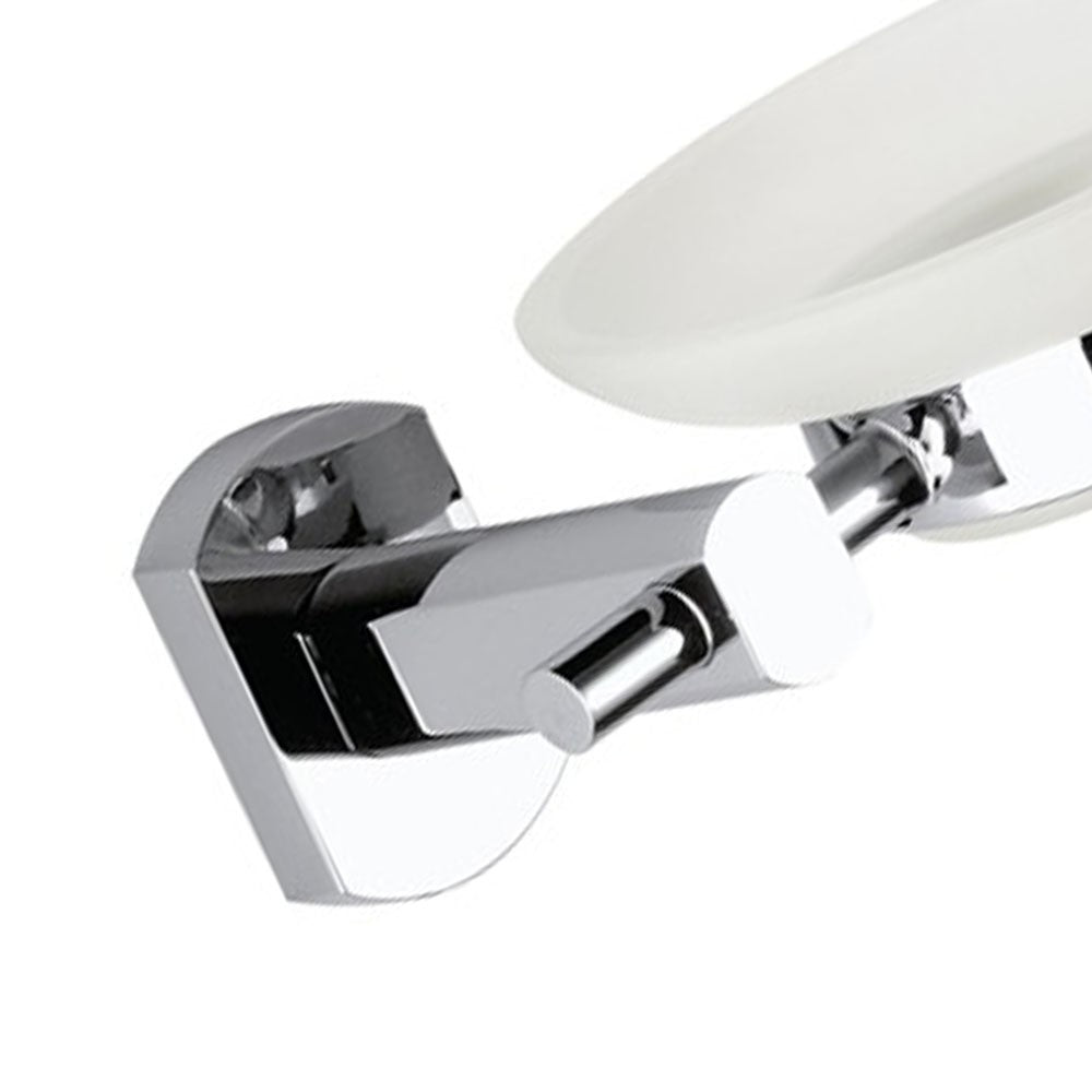 Portasapone da muro in vetro sabbiato con supporto cromato - serie forma