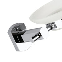 Portasapone da muro in vetro sabbiato con supporto cromato - serie forma