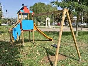 Torretta Calgary 773 Giochipark legno 7x7cm H 260cm scivolo altalena 1 posto