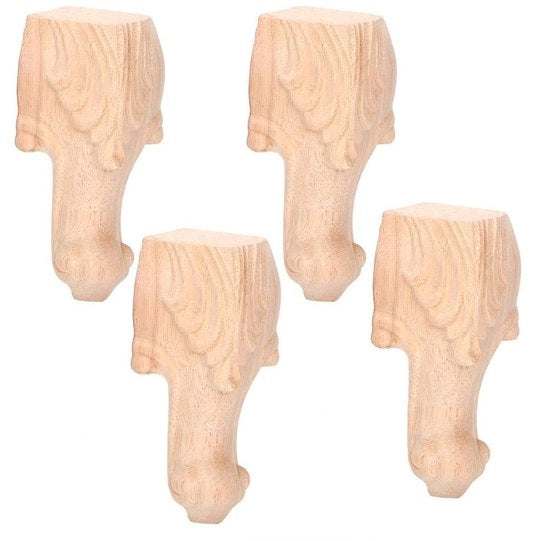Piedi di mobili in legno massello - Altezza di mobili - Set di piedi di mobili da 4 - Stile europeo - Piedi di mobili intagliati - Dimensioni 15 x 6 cm - Piede di mobili