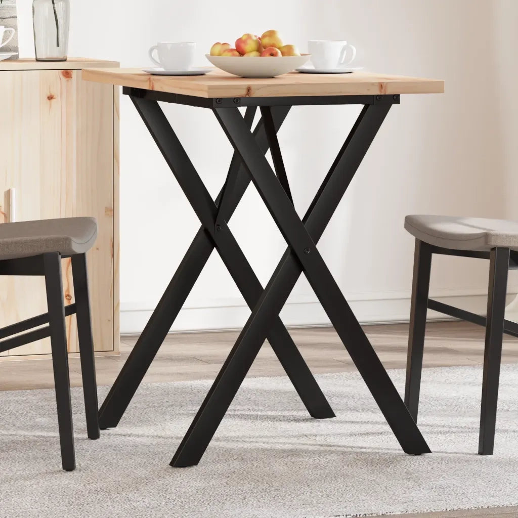 Tavolo da Pranzo Telaio a X 80x50x75,5 cm Legno Pino e Acciaio