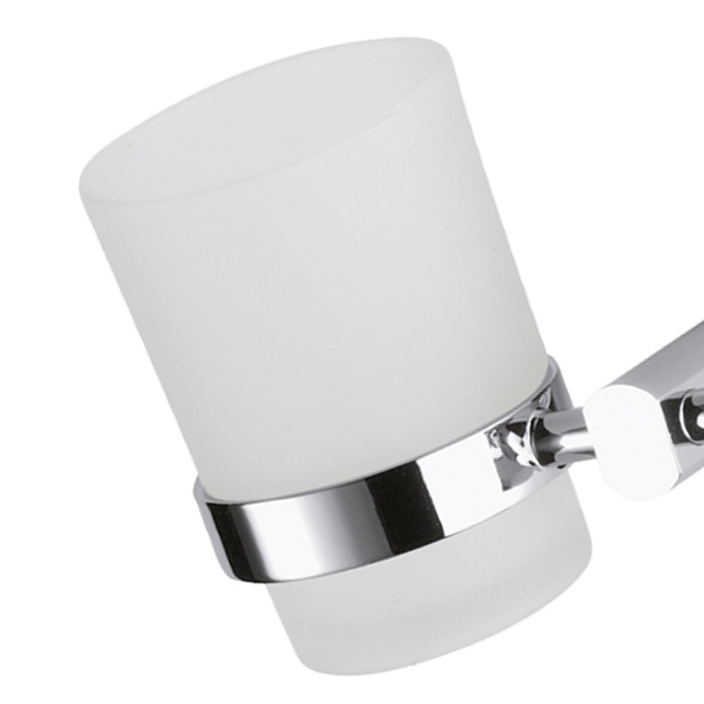 Portabicchiere da muro in vetro sabbiato con supporto cromato - serie forma