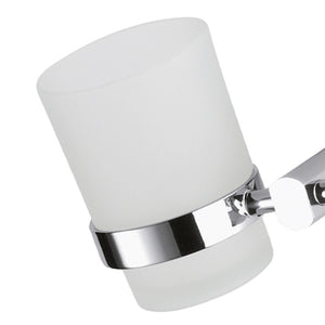 Portabicchiere da muro in vetro sabbiato con supporto cromato - serie forma