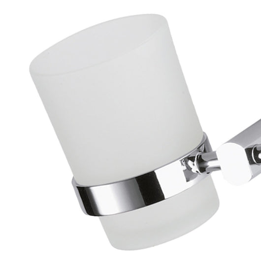 Portabicchiere da muro in vetro sabbiato con supporto cromato - serie forma