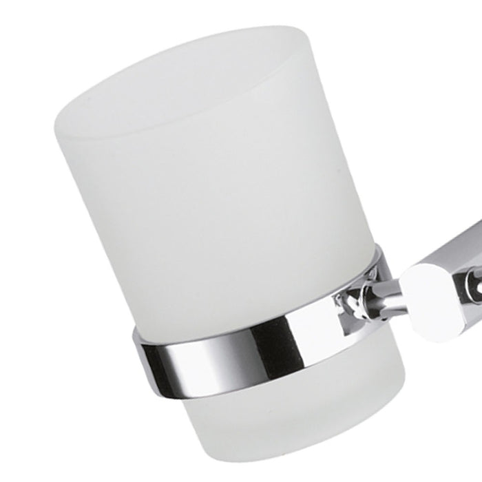 Portabicchiere da muro in vetro sabbiato con supporto cromato - serie forma