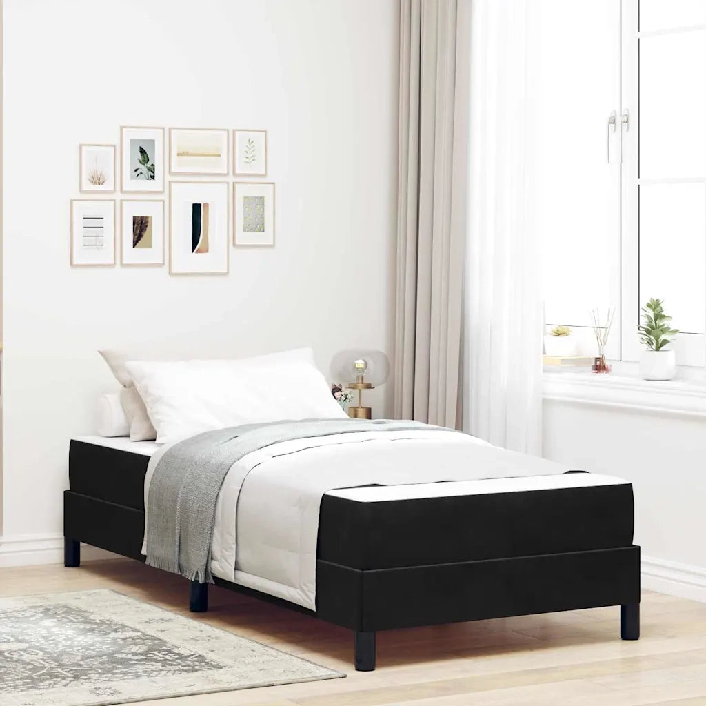 Letto a molle con materasso Nero 80 x 220 cm Tessuto