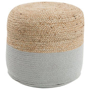 Pouf ottomana grigio iuta perline EPS riempimento rotondo ø 46 cm stile boho