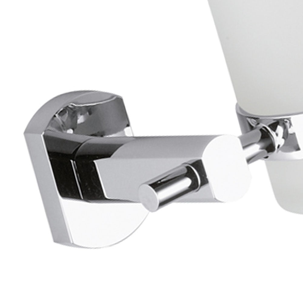 Portabicchiere da muro in vetro sabbiato con supporto cromato - serie forma