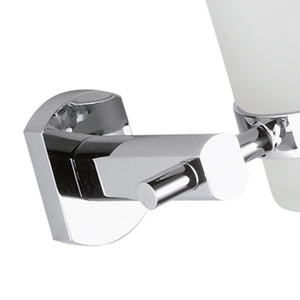 Portabicchiere da muro in vetro sabbiato con supporto cromato - serie forma