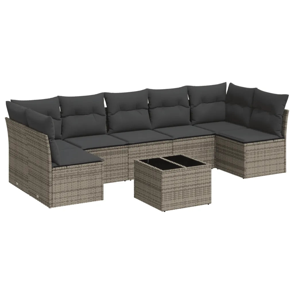 Set Divano da Giardino 8 pz con Cuscini Grigio in Polyrattancod mxl 113276