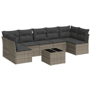 Set Divano da Giardino 8 pz con Cuscini Grigio in Polyrattancod mxl 113276