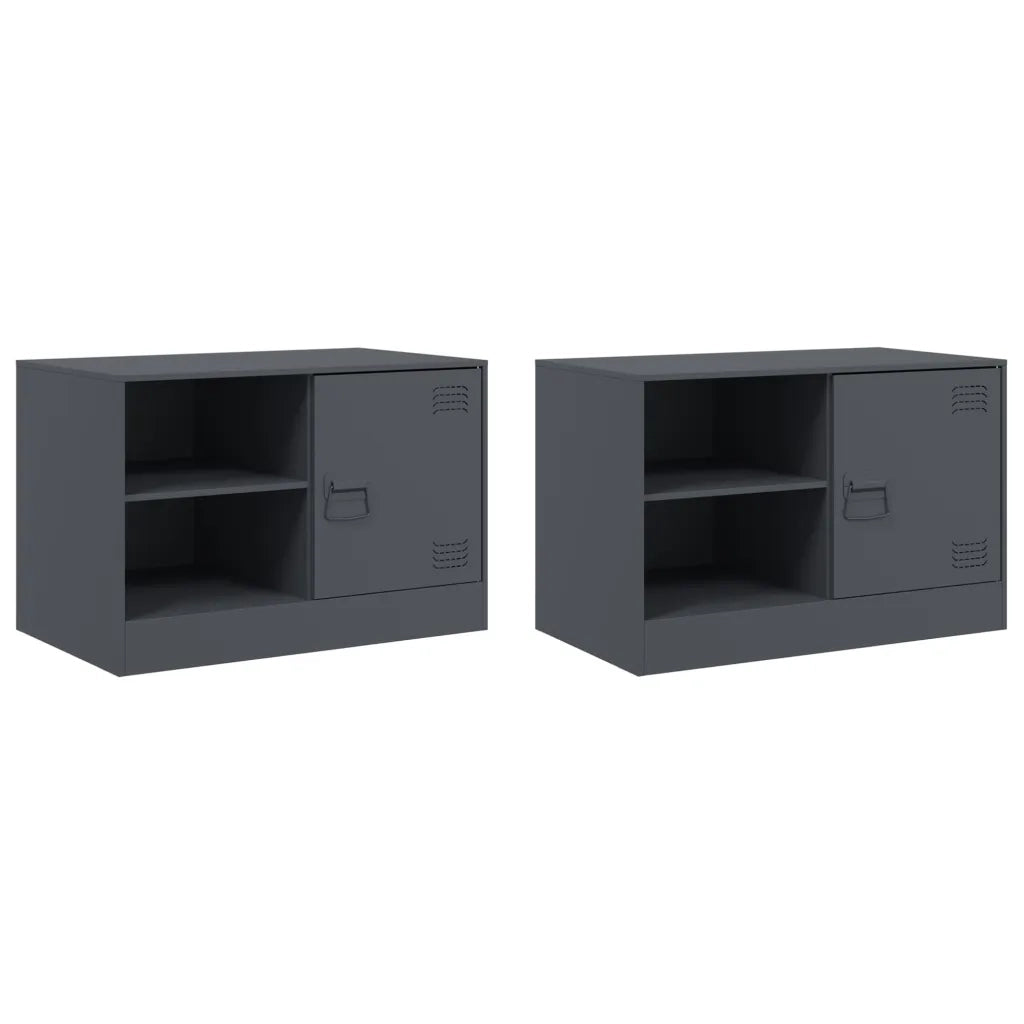 Mobili TV 2 pz-Set di 2 Credenza per TV Antracite 67x39x44 cm in Acciaio 931476