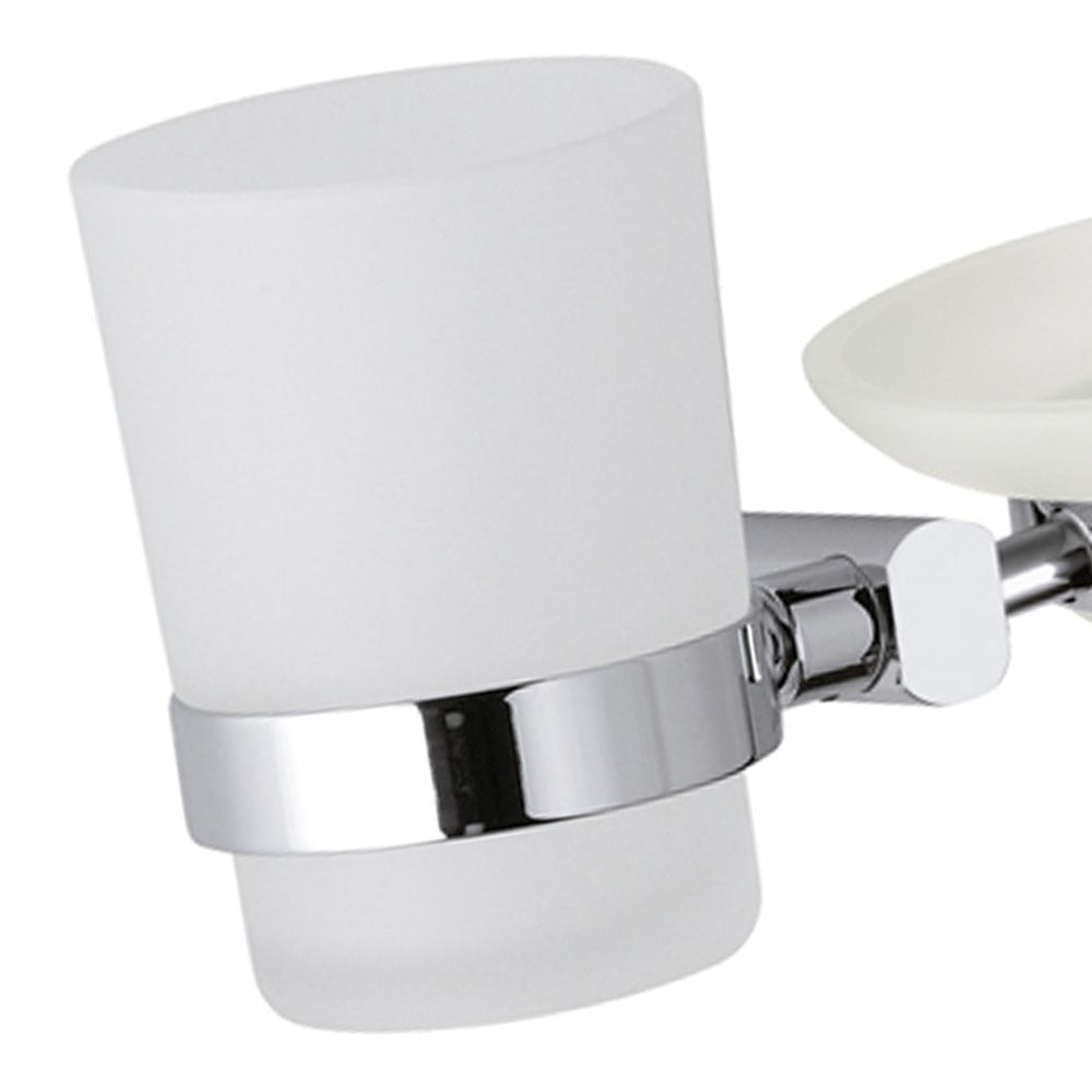 Supporto da muro doppio completo di bicchiere e portasapone - serie forma