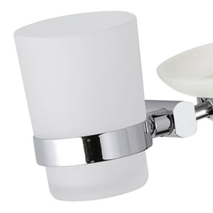 Supporto da muro doppio completo di bicchiere e portasapone - serie forma