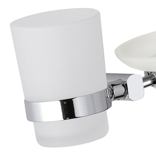 Supporto da muro doppio completo di bicchiere e portasapone - serie forma