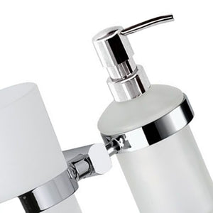 Supporto da muro doppio completo di bicchiere e dispenser sapone - serie forma