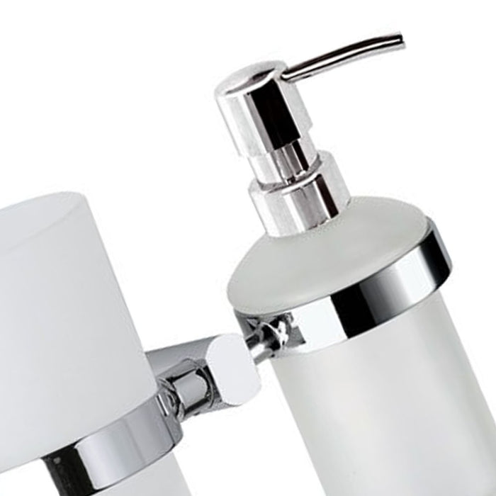 Supporto da muro doppio completo di bicchiere e dispenser sapone - serie forma