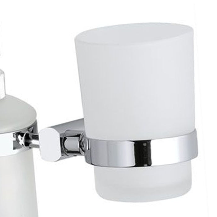 Supporto da muro doppio completo di bicchiere e dispenser sapone - serie forma