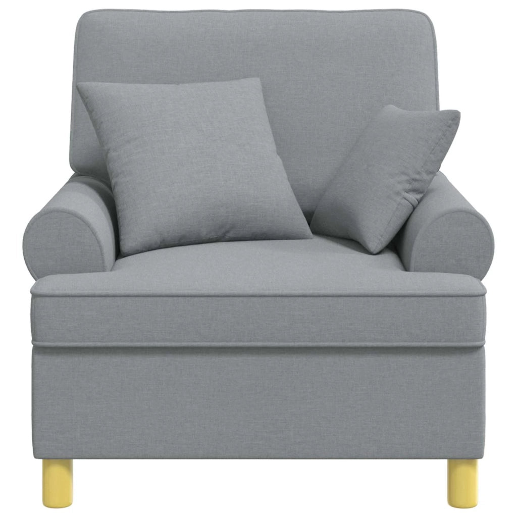 Poltrona XL con Cuscini Grigio Chiaro Tessuto 42043483