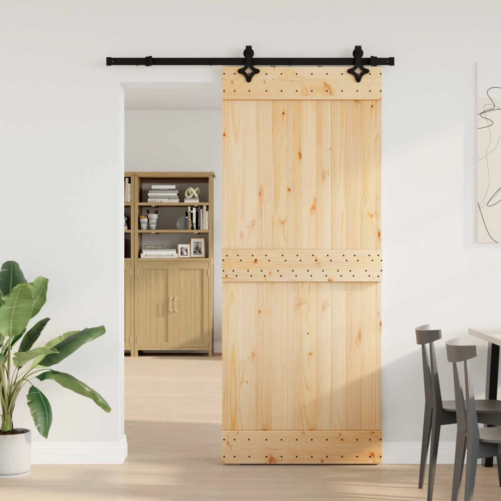 Porta scorrevole NARVIK Naturale e Nero 85 x 210 cm (152,5 cm) 3445277