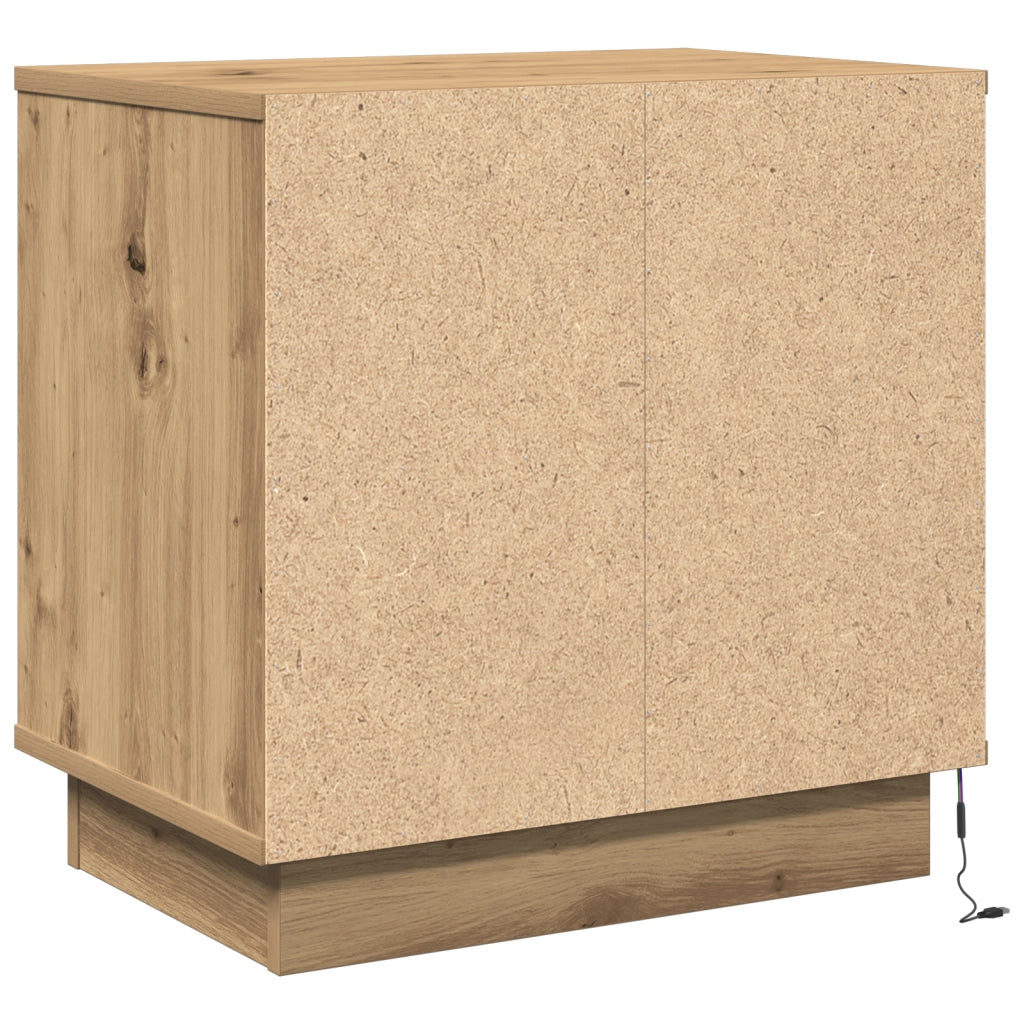 Comodini con LED 2 pezzi Rovere Artigianale 50x34,5x50 cm