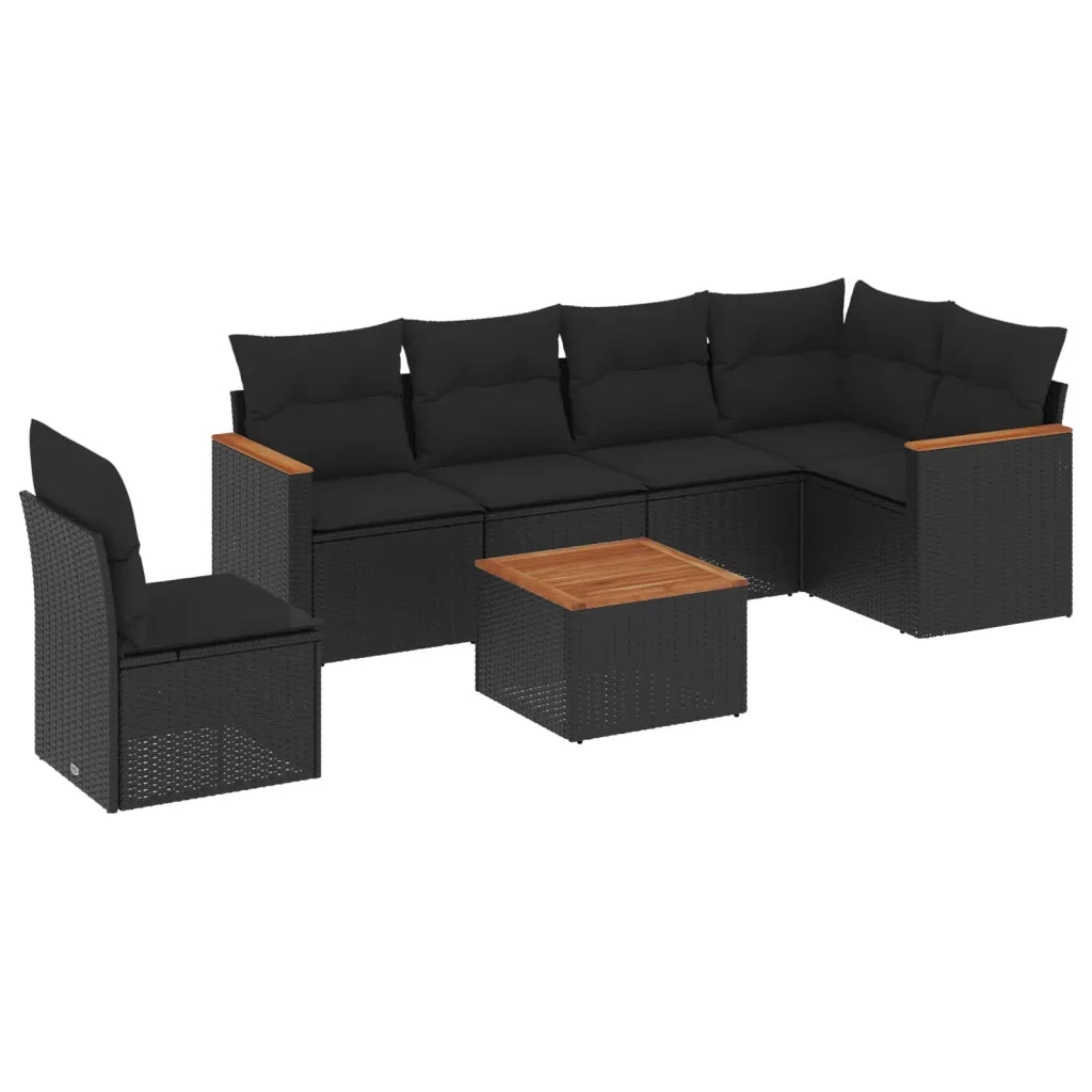 Set Divani da Giardino con Cuscini 7pz Nero Polyrattan 3258422