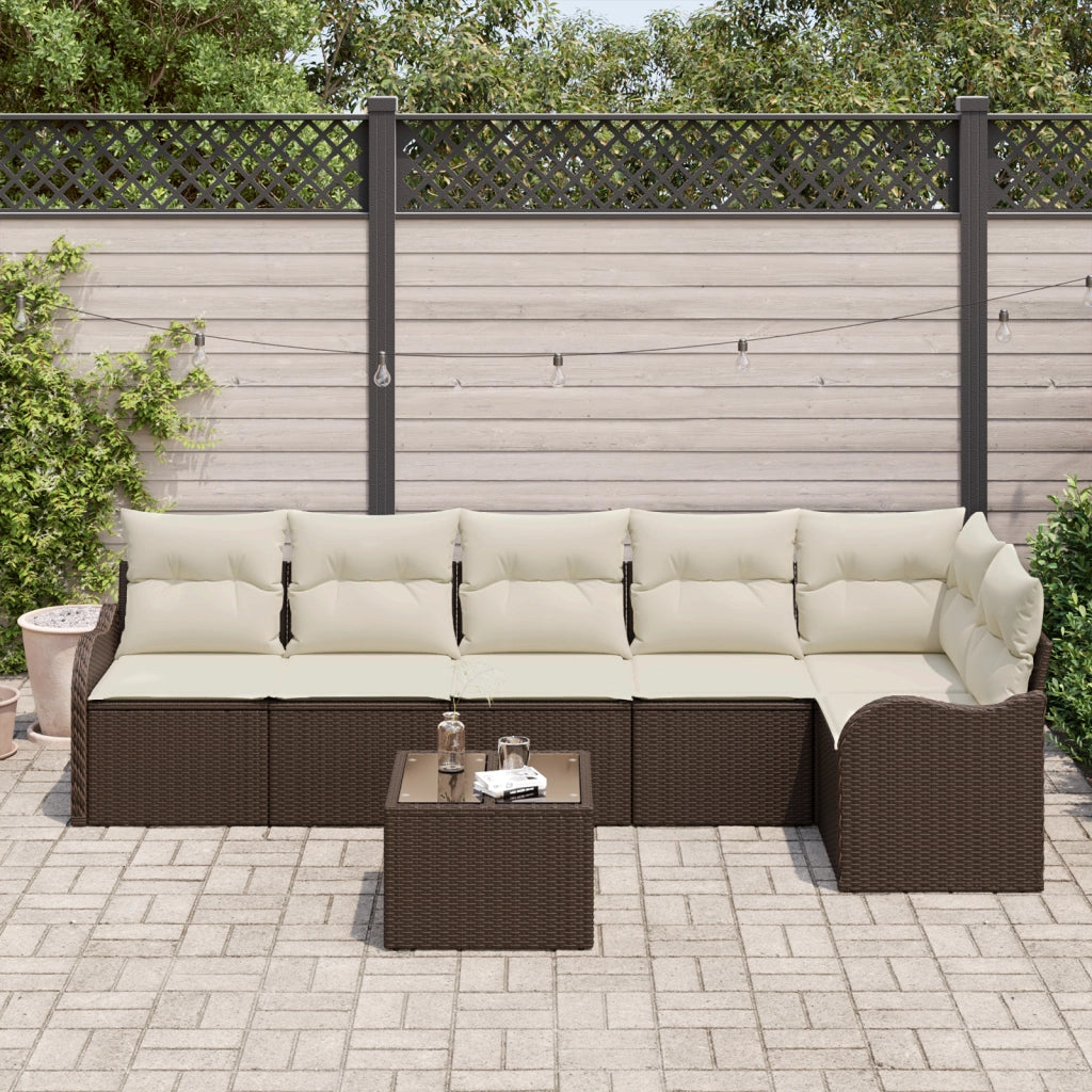 Set Divano da Giardino 6 Pezzi con Cuscini Grigio Polyrattan