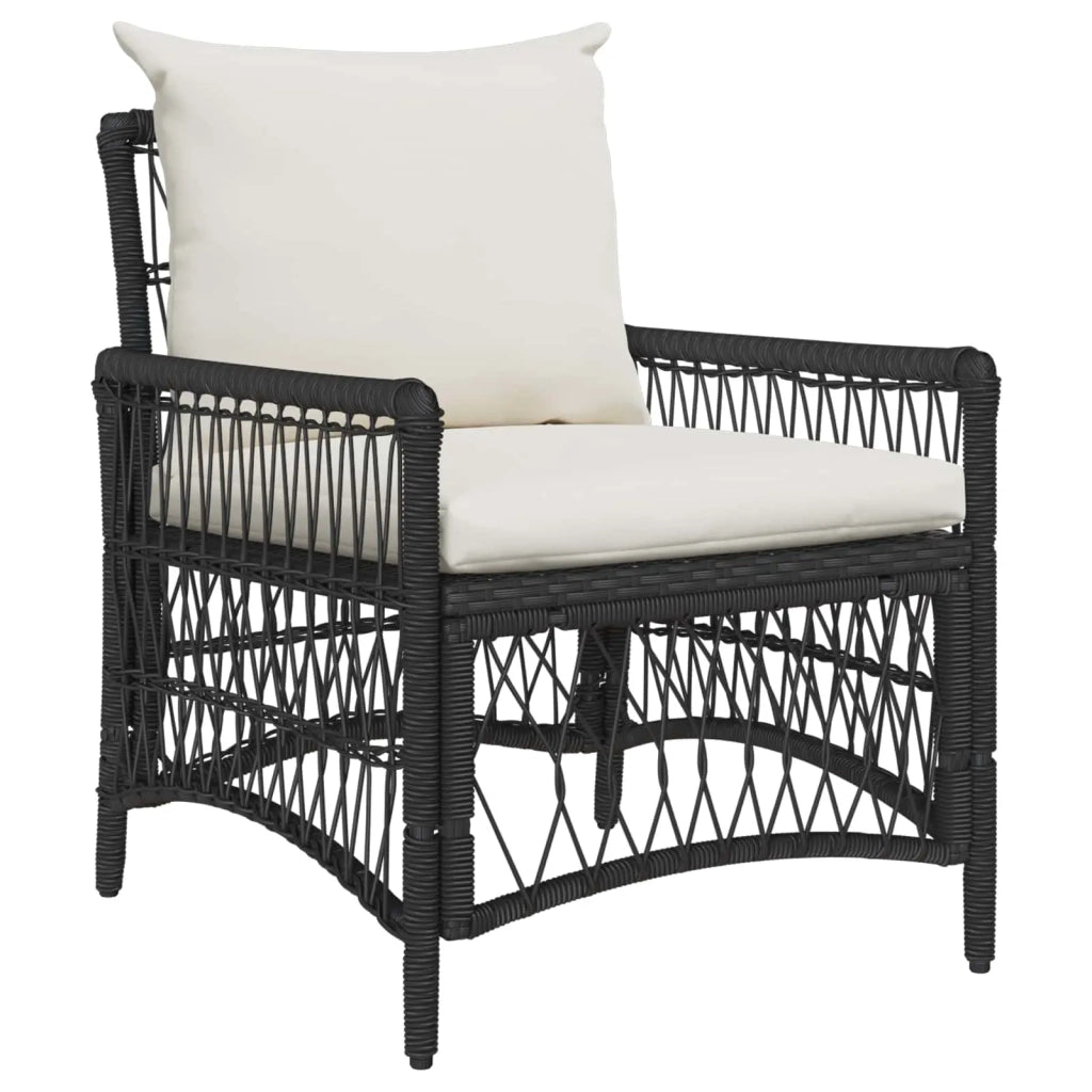 Sedia da Giardino | Sedie da Esterno con cuscino Nero 73 x 61 x 77 cm polyrattan