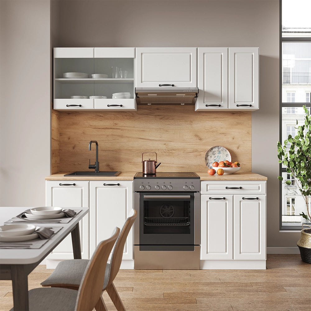 Vicco Cucina componibile Casa di campagna bianca/bianco 200 cm , PL Rovere