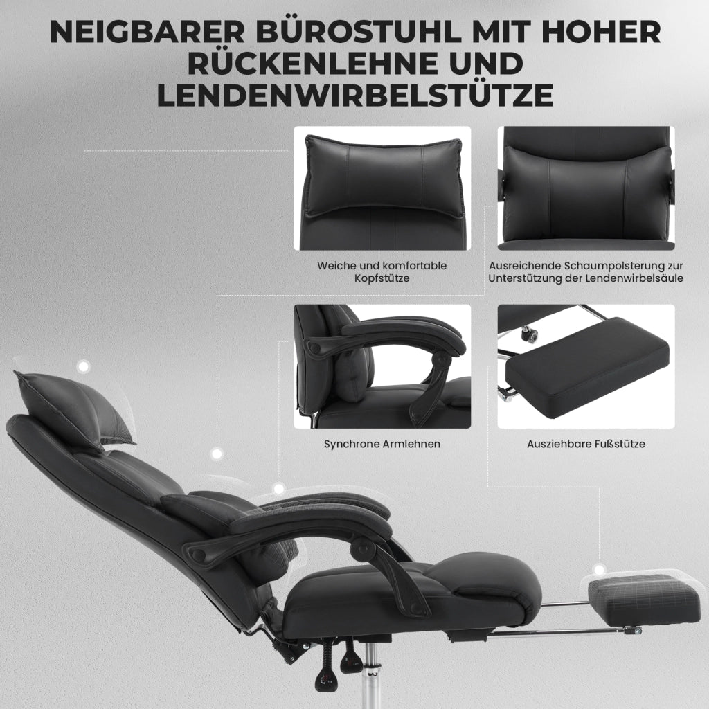 Sedia da ufficio ergonomica in tessuto tecnico con supporto lombare regolabile e braccioli imbottiti nera