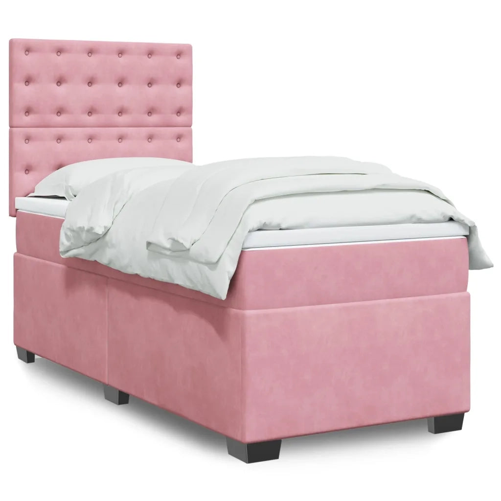 vidaXL Giroletto a Molle con Materasso Rosa 90x200 cm in Velluto