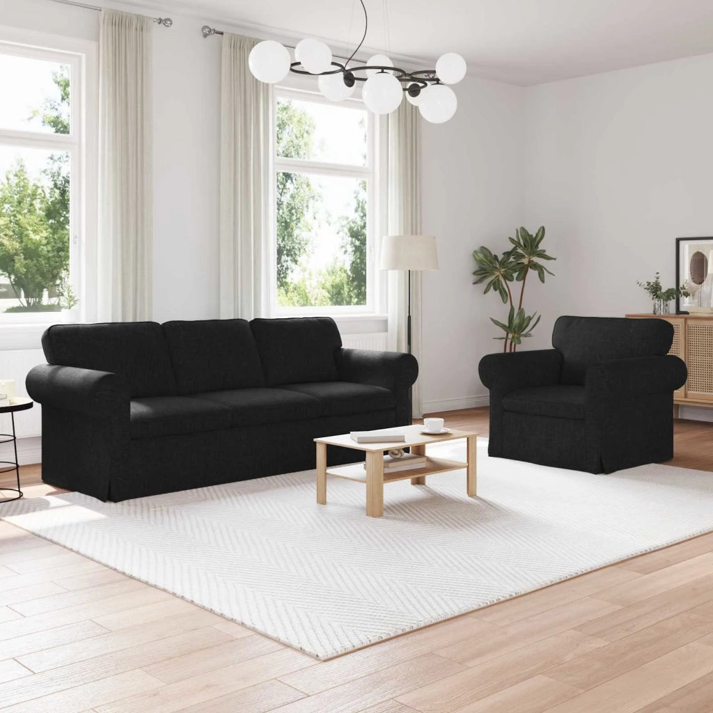 Set di divani 2 pcs Nero 215 x 82 x 80 cm Tessuto