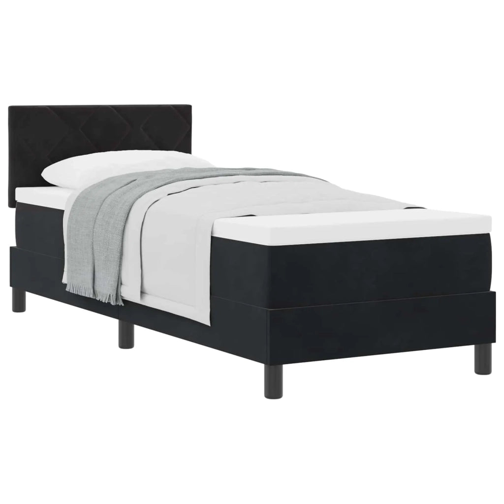 Letto singolo | Letto per adulti | Letto a molle con materasso Nero 80 x 200 cm Velluto