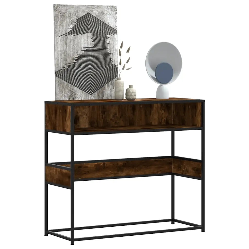 vidaXL Tavolino Consolle Rovere Fumo 90x35x80 cm in Legno Multistrato
