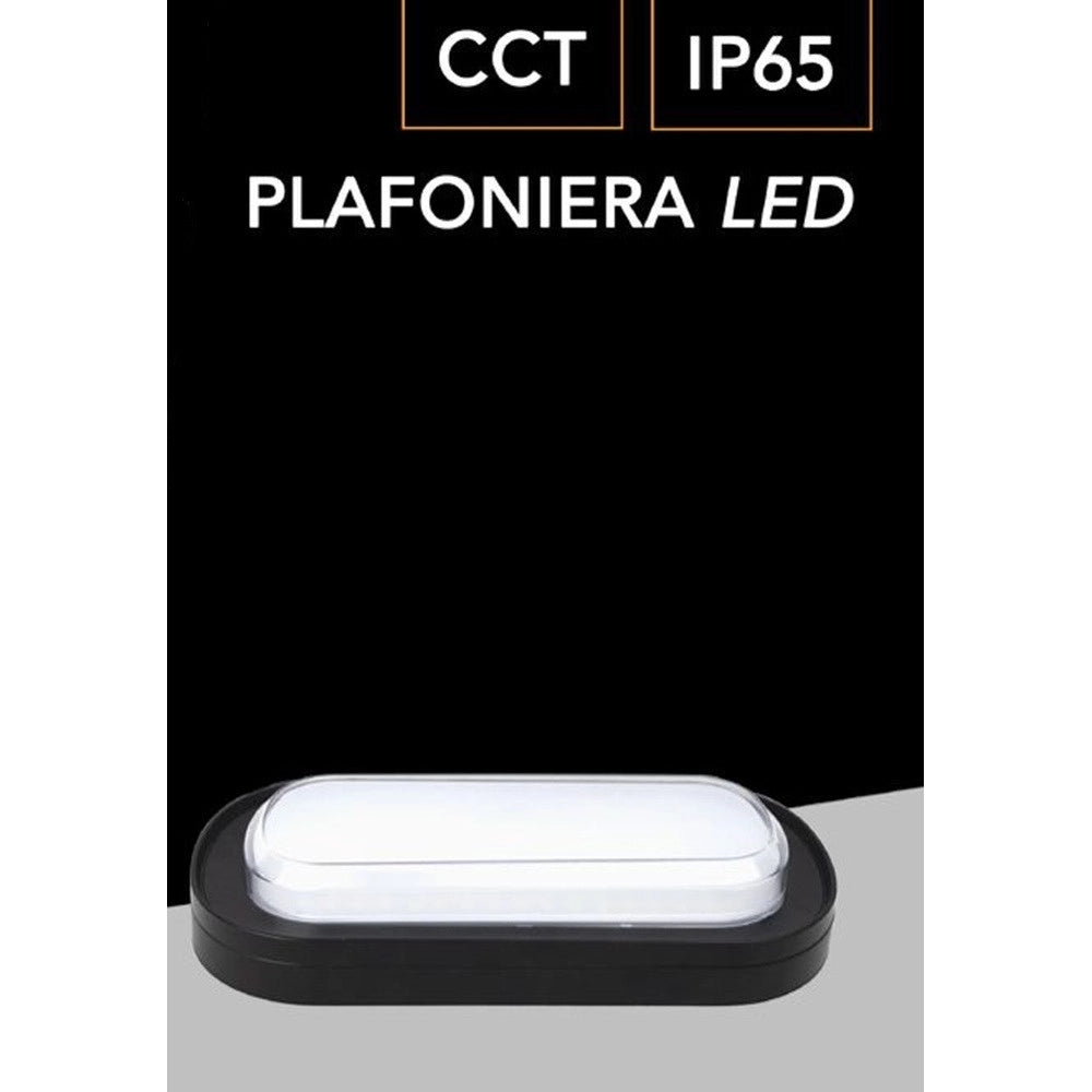 Trade Shop - Applique A Led Da Parete Plafoniera Soffitto Ovale 23 Watt Cct Switch Ip65 Xg-907-3c -